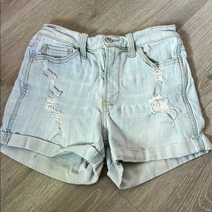 White wash denim shorts.
